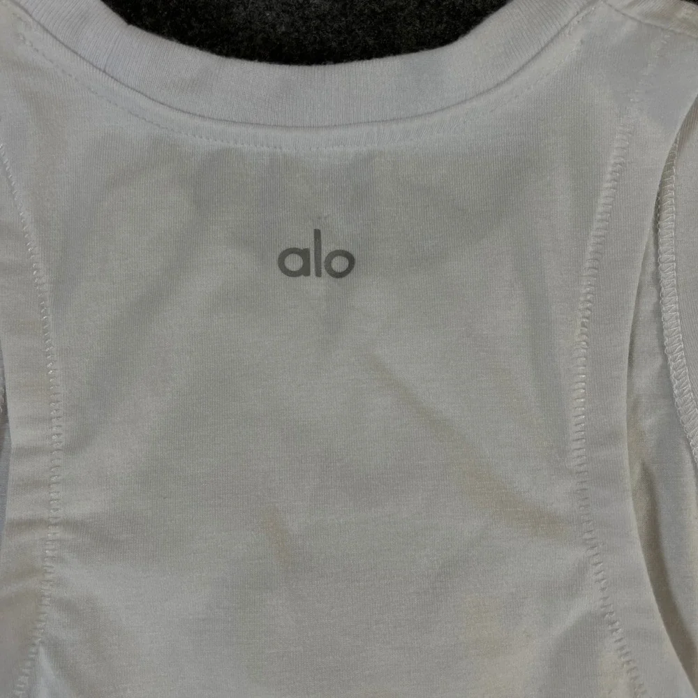 Alo Yoga White Side Cut Out Slash Tank Top Racerback Activewear Women Small